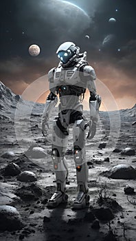 astronaut on the moon, an encounter with the mysterious. AI generated