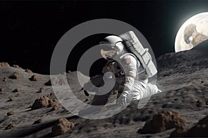 Astronaut on the moon surface. Generative AI