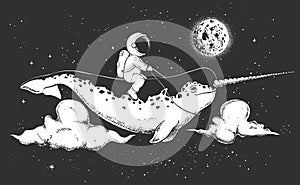 astronaut and narwhal photo