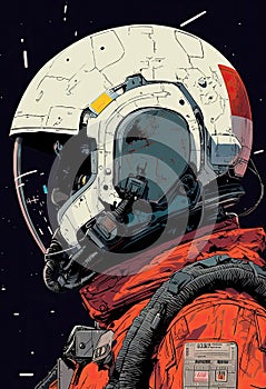 An astronaut in an orange spacesuit created with Generative AI Technology photo