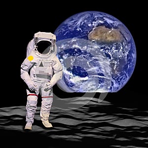 Astronaut out of space to the moon dicut - Elements of this image furnished by NASA