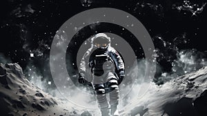 Astronaut in outer space against the backdrop of the planet earth