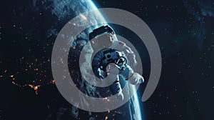 The astronaut in outer space.AI generated image photo