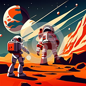 Astronaut in outer space. Astronaut in outer space. Vector illustration AI Generated