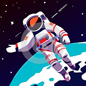Astronaut in outer space. Astronaut in outer space. Vector illustration AI generated