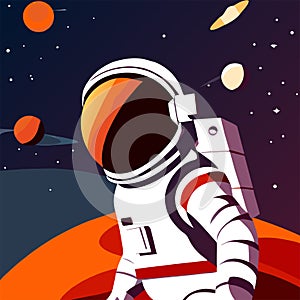 Astronaut in outer space. Astronaut in outer space. Vector illustration generative AI