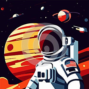 Astronaut in outer space. Astronaut in outer space. Vector illustration generative AI