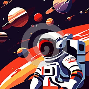 Astronaut in outer space. Astronaut in outer space. Vector illustration Generative AI