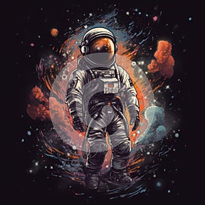 Astronaut in outer space. Concept art. Futuristic, scientific and science concept