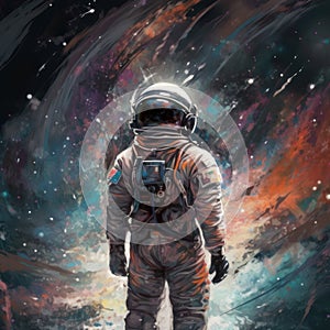 Astronaut in outer space. Concept art. Futuristic, scientific and science concept