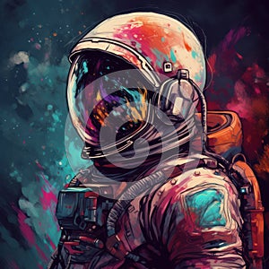 Astronaut in outer space. Concept art. Futuristic, scientific and science concept