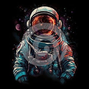 Astronaut in outer space. Concept art. Futuristic, scientific and science concept