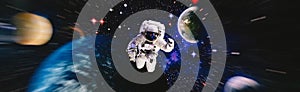 Astronaut in outer space.Cosmic art, science fiction wallpaper. Beauty of deep space. Elements of this image furnished by NASA