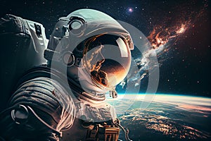 Astronaut in the outer space with the earth in the background.generative ai