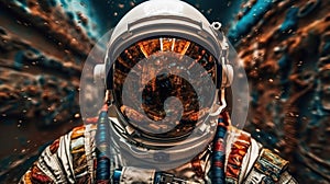 Astronaut in outer space. illustration of astronaut in Other Planets.