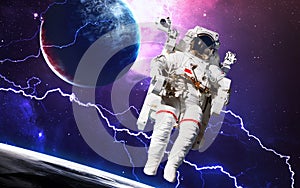 Astronaut in outer space. Spacewalk. Elements of this image furnished by NASA