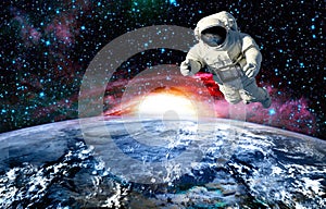 Astronaut in outer space.stars tourism.travel in outer space photo