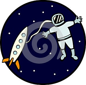 Astronaut in the outer space vector illustration