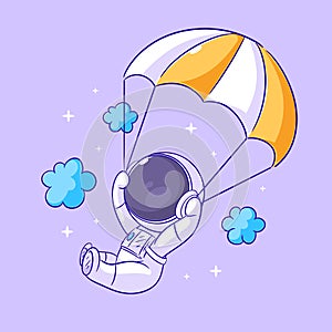Astronaut is parachuting in the sky