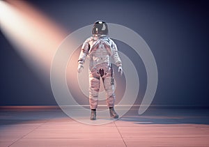 Astronaut pose against isolated background