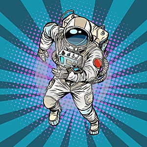 Astronaut runs, the hero of space