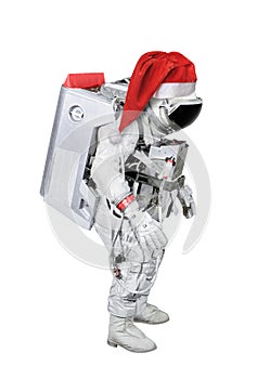 Astronaut Santa Claus in space suit