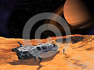 Astronaut on a Saturn moon