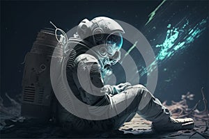 An Astronaut Sitting On A Spacial Land