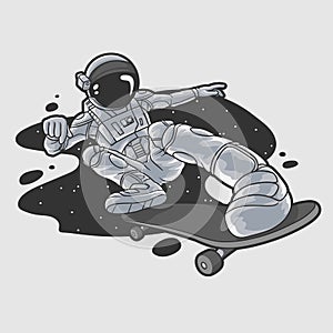 Astronaut skateboard playing space, Premium Vector