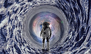 Astronaut and space. Mixed media photo