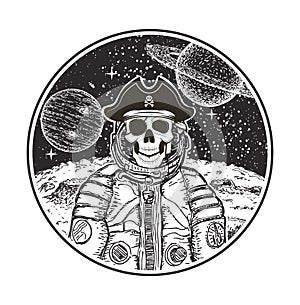 Astronaut space pirate vector modern t-shirt design template