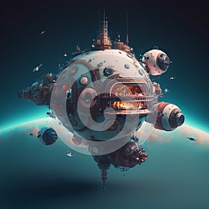 Astronaut in space. Science fiction art. 3D rendering