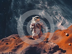 Astronaut in space. Science fiction art. space exploration by astronaut