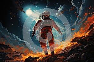 Astronaut in the space. Science fiction. 3d rendering generative AI Generative AI