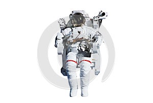 The astronaut in a space suit, in an outer space, without insurance, isolated. Elements of this image were furnished by NASA