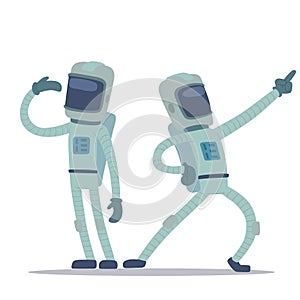 Astronaut in space vector character having fun spaceman galaxy cosmos atmosphere astronautics system fantasy traveler