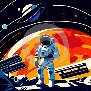 Astronaut in space. Vector illustration. Astronaut in outer space AI Generated