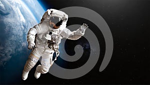 Astronaut spaceman do spacewalk while working for space station. AI Generated