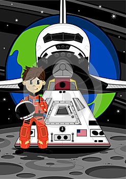 Astronaut Spaceman & Space Shuttle