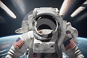 astronaut in spacesuit flying in the space. this image is elements furnished by nasaastronaut in spacesuit flying in the space. th