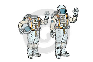 Astronaut in spacesuit and mockup without a head