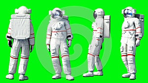 Astronaut stay idle . Green screen. Realistic 4k animation.