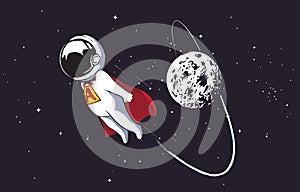 Astronaut superhero flies