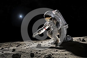 Astronaut on the surface of the moon. Generative AI