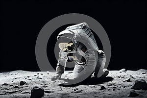 Astronaut on the surface of the moon. Generative AI