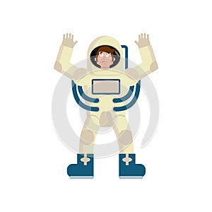 Astronaut surprised Emoji. Cosmonaut amazement emotion isolated