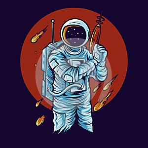 Astronaut vector illustration toy gun