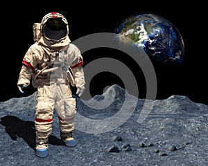Moon Landing, Astronaut Walk, Space, Lunar Surface