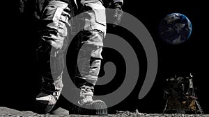 Astronaut walking on the moon. CG Animation.