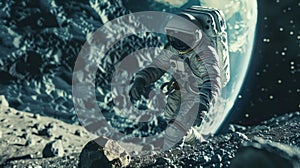 Astronaut on a Moon Walk. AI generated